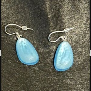Blue sea glass earrings